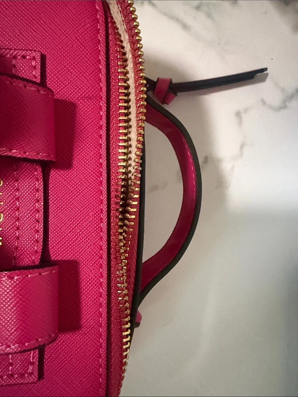 Calpak Hot Pink Saffiano Whipstitch Backpack